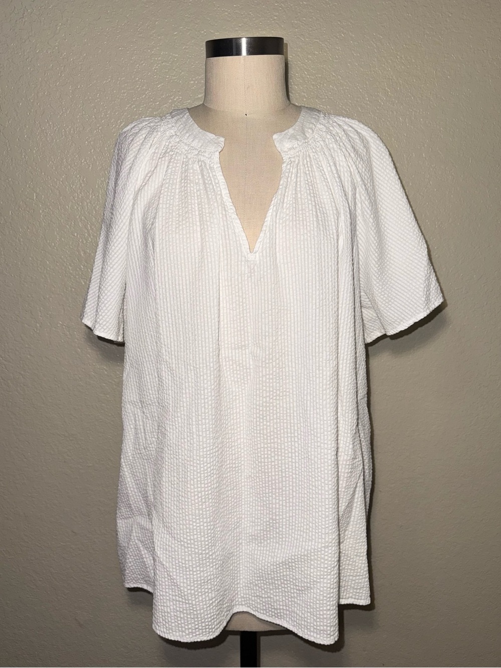 Lane Bryant Textured White Blouse Plus 18/20 Coastal Minimalist